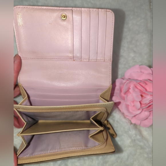 Coach Tan Wallet Vintage Op Art CC Jacquard Signature Flap Wallet And Dusty - Picture 5 of 8